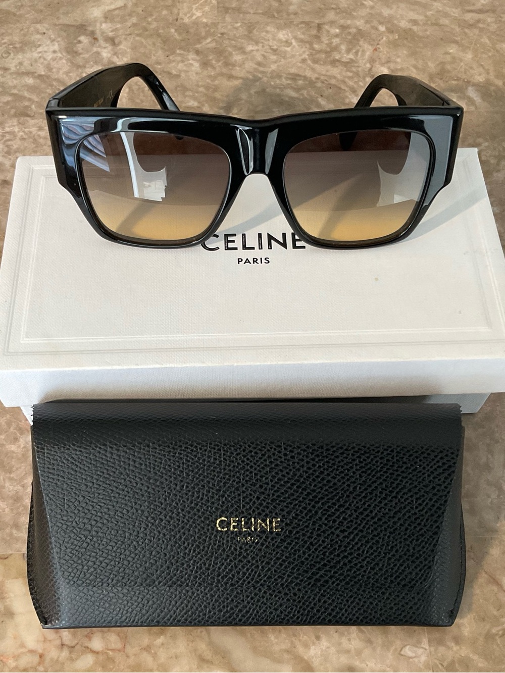 Celine Black Frame Sunglasses with Brown Gradient Lenses
